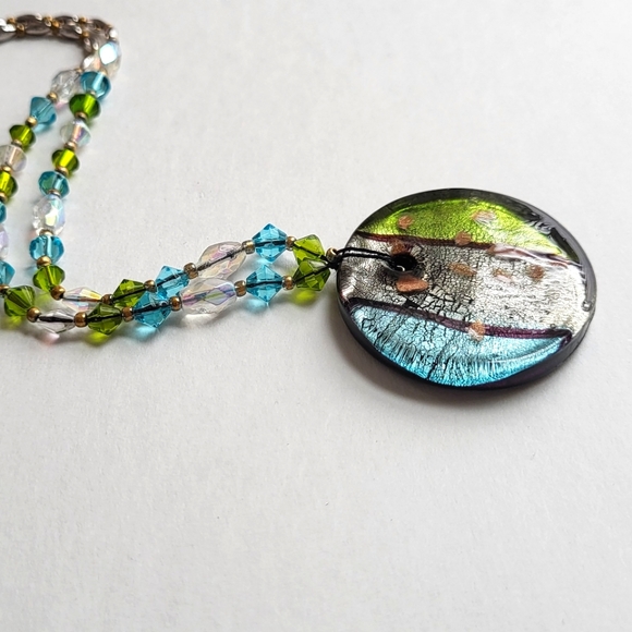 vintage dichroic glass pendant necklace - Picture 1 of 2